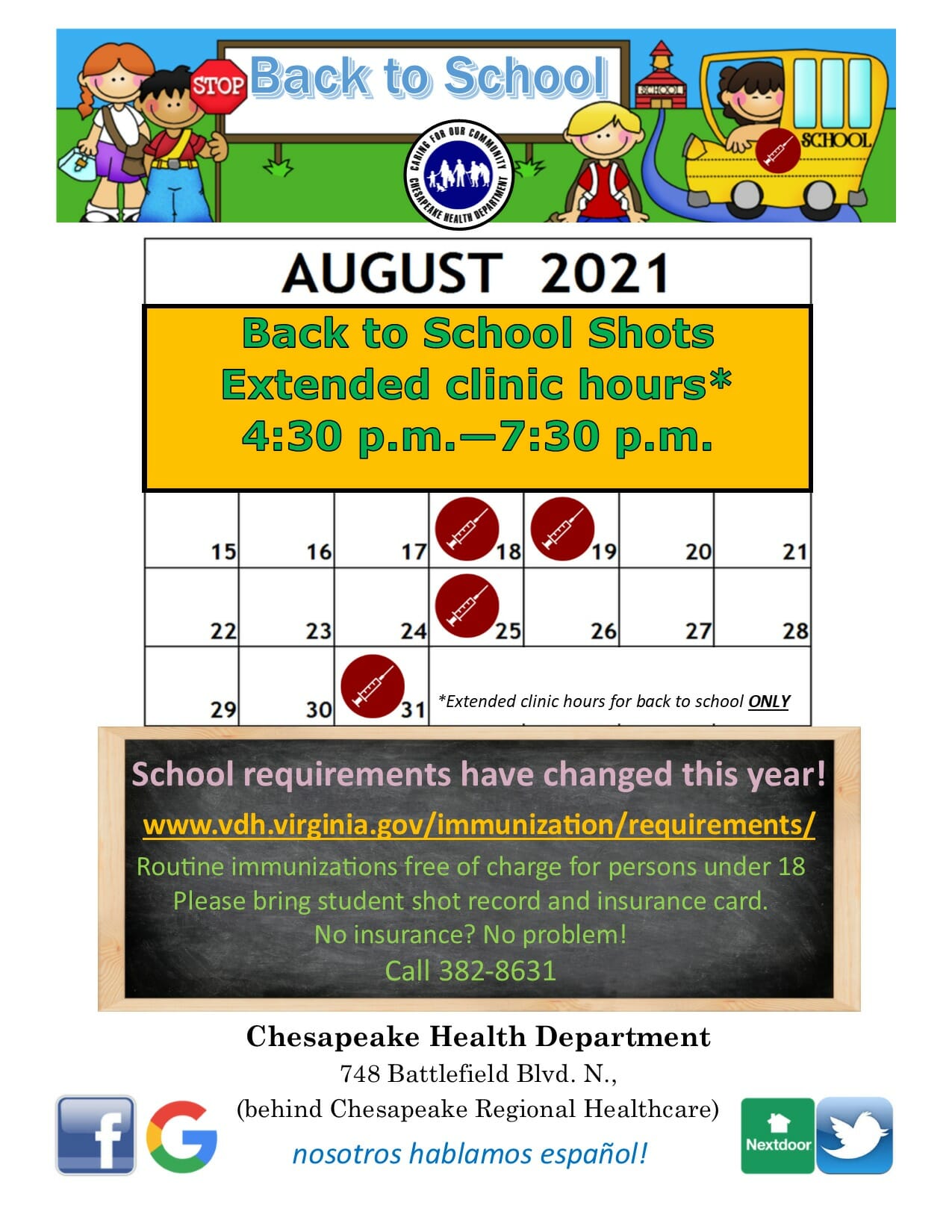 Back to School Immunization Clinic Chesapeake