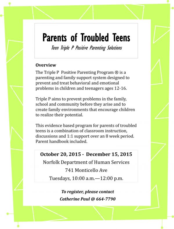 Triple P Positive Parenting Program for parents of teens