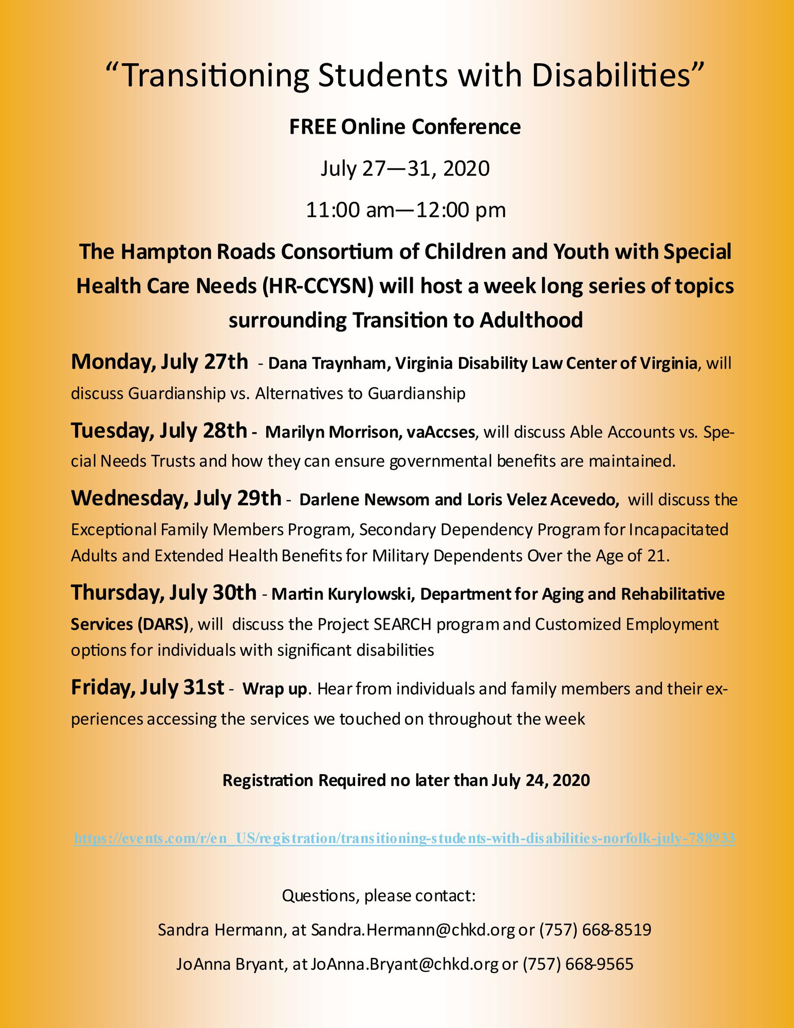 HR-CCYSN Transitioning Students with Disabilities Conference 2020