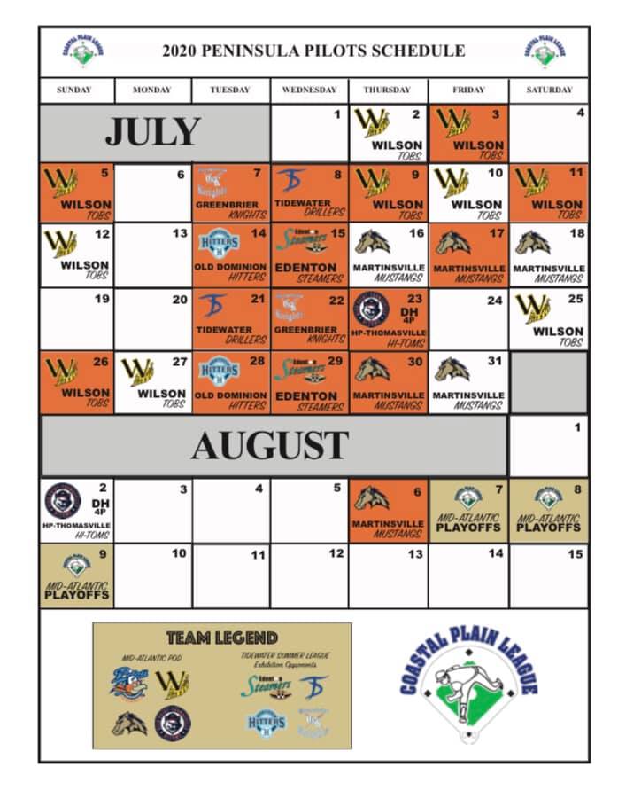 Peninsula Pilots Baseball Schedule