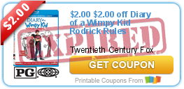 $2.00 off Diary of a Wimpy Kid Rodrick Rules
