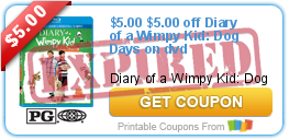 $5.00 off Diary of a Wimpy Kid: Dog Days on dvd