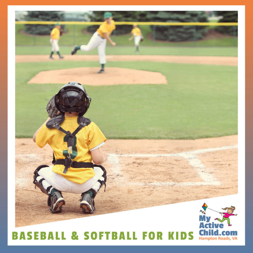kids playing baseball - highlighting baseball and softball programs for kids in hampton roads