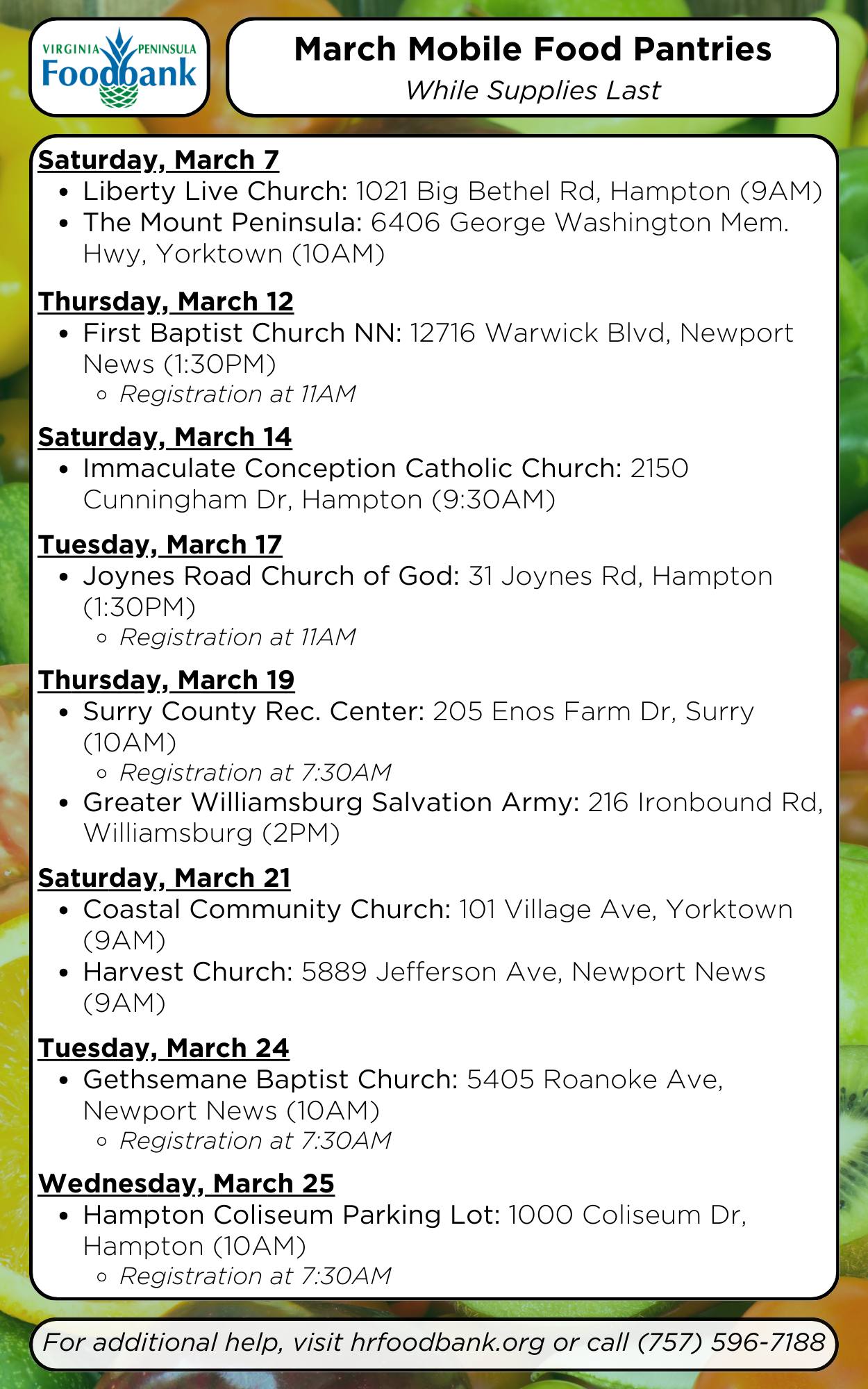 March Mobile Food Pantry Virginia Peninsula
